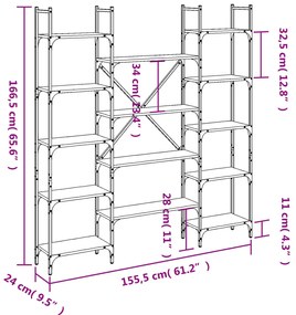 Estante 155,5x24x166,5 cm derivados de madeira cinzento sonoma