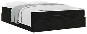 Estrutura da Cama com armazenamento Preto 140 x 200 cm Veludo