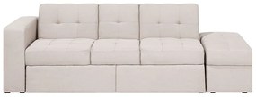 Sofá-cama de 3 lugares em tecido creme com repousa-pés  FALSTER Beliani