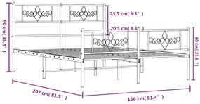 Estrutura de cama com cabeceira e pés 150x200 cm metal branco