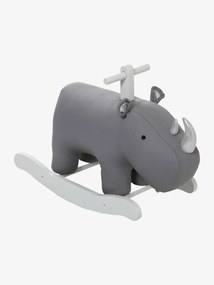 Agora -30€: Rinoceronte de baloiço cinzento claro liso com motivo