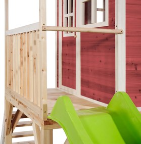 Casa de brincar infantil exterior para crianças Loft 700 em madeira com escorrega e caixa areia - Vermelha