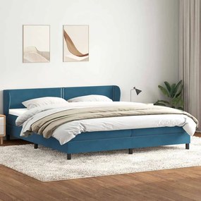 vidaXL Cama com molas/colchões 180x220 cm veludo azul-escuro