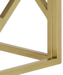 Mesa de centro aço inoxidável e vidro temperado dourado