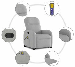 Poltrona elevatória de massagens tecido cinzento-nublado