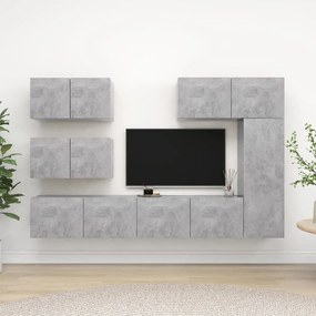 6 pcs conjunto de móveis de TV derivados madeira cinza cimento