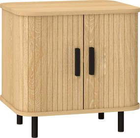 HOMCOM Mesa de Cabeceira com Portas de Correr 2 Prateleiras e Pés em Aço Estilo Escandinavo 48x40x48 cm Madeira | Aosom Portugal