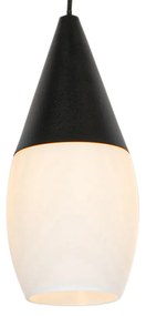 Candeeiro de suspensão moderno preto com vidro opalino - Drop Moderno