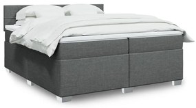 vidaXL Cama com molas/colchão 200x200 cm tecido cinzento-escuro