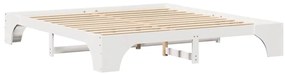 Cama Branca 200x200 cm de Madeira de Pinheiro Sólido