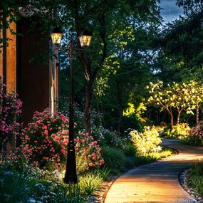 Candeeiro de pé vintage para exterior dourado antigo 240 cm 2 luzes - Antigua