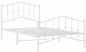 Estrutura de cama com cabeceira e pés 107x203 cm metal branco