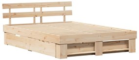Estrutura da Cama com gaveta com cabeceira com armazenamento Castanho