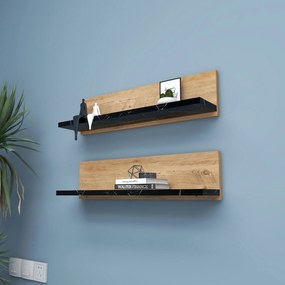 Prateleira de Parede Shelf – Pinho Atlântico e Preto – 60 cm x 15 cm x