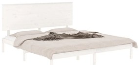 Estrutura de cama king 150x200 cm madeira maciça branco