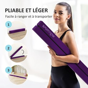 Viga de Equilíbrio para Ginástica Dobrável, 210 x 10 x 6,5 cm, Base Antiderrapante, Roxo