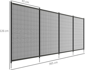 Barreira de segurança em rede para piscina 365 cm (L) x 126 cm (A)  conjunto de 4 painéis preto
