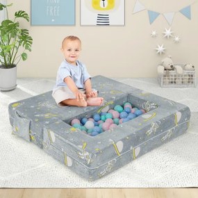 Sofá Infantil com Pufes Sofá Infantil Dobrável e Luminoso com Capa Removível e Lavável para Bebês 107 x 52 x 41,5 cm Cinza