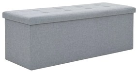 vidaXL Banco arrumação dobrável linho falso 110x38x38cm cinza claro