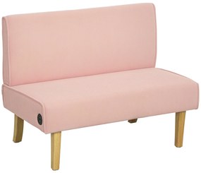 HOMCOM Sofá de 2 Lugares Estofado em Veludo Cotelê Sofá Sala de Estar com 2 Entradas USB 1 Entrada Tipo C 110x60x85 cm Rosa