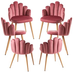 Pack 6 Cadeiras Hand Veludo - Rosa