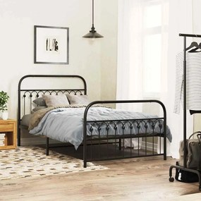 vidaXL Estrutura de cama com cabeceira e pés 107x203 cm metal preto