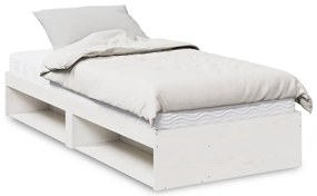 vidaXL Sofá-cama com colchão 90x200 cm madeira de pinho maciça branco