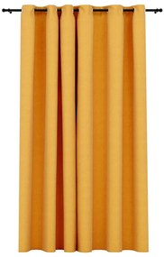 Cortina opaca aspeto de linho com ilhós 290x245 cm amarelo