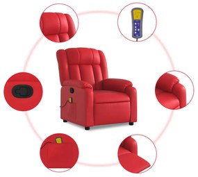 Poltrona de massagens reclinável couro artificial vermelho