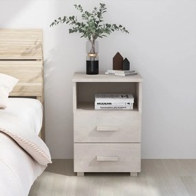 vidaXL Mesa de cabeceira HAMAR 40x35x62 cm pinho maciço branco