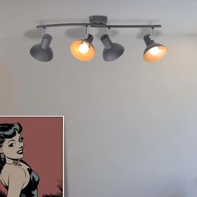 vidaXL Candeeiro de teto p/ 4 lâmpadas E27 preto e dourado