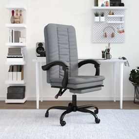 vidaXL Cadeira de escritório reclinável tecido cinzento-claro