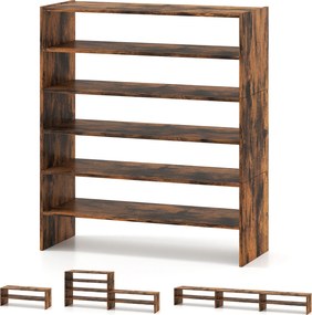 Estante para Sapatos Modular, 78 x 30 x 89 cm, 6 Prateleiras, Castanho
