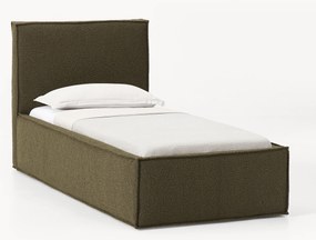 Cama de solteiro estofada em bouclé com arrumação Dream