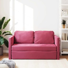 Sofá-cama sem pés 122x204x55 cm veludo vermelho tinto