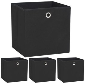 Caixas arrumação 4 pcs tecido-não-tecido (TNT) 32x32x32cm preto