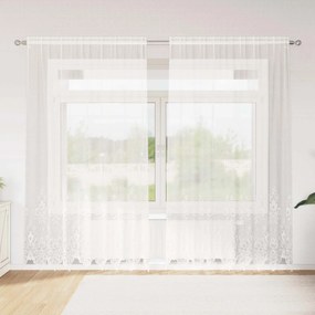 vidaXL Cortina de Renda com cortinas Branco 220 x 200 cm Poliéster