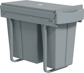 HOMCOM Lixeira de cozinha deslizante 30L com 2 compartimentos, lixeira sob a pia com tampa fosca, 52x26x40,8cm, cinza | Aosom Portugal