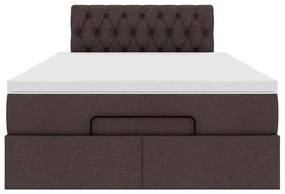Cama otomana com colchão 120x200 cm tecido castanho escuro