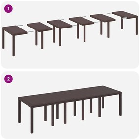 Conjunto de Jantar para Jardim 13 pcs Marrom e Taupe