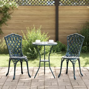 Conjunto de Bistro de Jardim 3 Peças vidaXL Verde em Alumínio Fundido