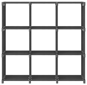 Unidade de prateleiras 9 cubos 103x30x107,5 cm tecido cinzento