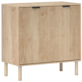 HOMCOM Aparador de Sala de Estar com Prateleira Ajustável Sistema Anti-Tombo e Pés de Madeira de Pinho 78x40x77,5 cm Carvalho | Aosom Portugal