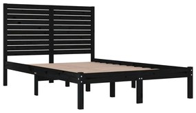 Estrutura de cama casal 135x190 cm madeira maciça preto