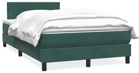 vidaXL Cama com molas/colchão 120x220 cm veludo verde-escuro
