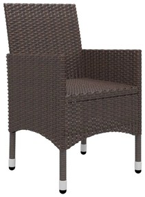 5 pcs conjunto de jantar p/ jardim c/ almofadões castanho