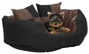 vidaXL Almofadão p/ cães reversível lavável 65x50x20 cm preto/castanho