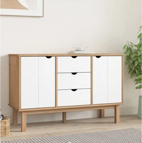 vidaXL Aparador OTTA 113,5x43x73 cm pinho maciço castanho/branco