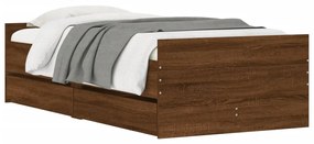 Estrutura de cama com gavetas 90x190 cm carvalho castanho