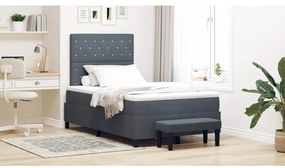 vidaXL Cama Box Spring com Colchão e Banco Cinza Escuro 120x190 cm Veludo